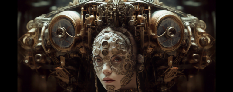 In style of Yohichi Nishikawa, a young girl exploring a forest filled with fantastical mandelbulb animals, quantum circuitry, pastel splash, intricate machinery , pale moody atmosphere, baroque, high detail, emotional detailed cyberpunk