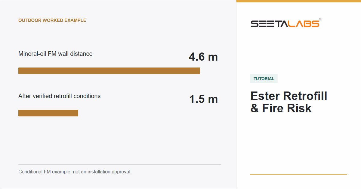 Ester Retrofill and Fire Risk tutorial cover showing conditional 4.6 and 1.5 metre FM wall distances