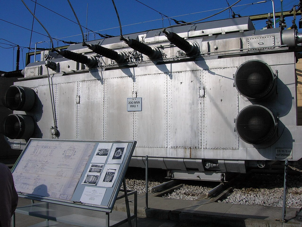 A power transformer and cooling equipment at Bisamberg substation in Austria.